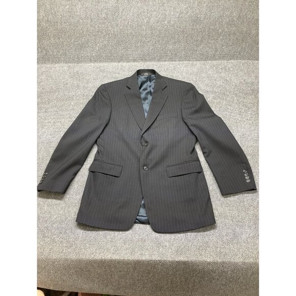 Haggar Black Label Pinstripe Blazer Men’s Size 38R Black Single Breasted - Picture 1 of 10